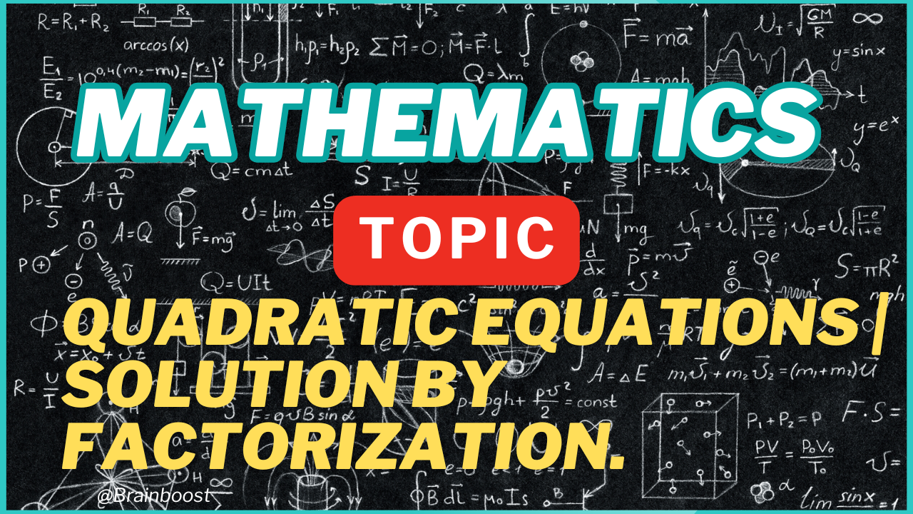 QUADRATIC EQUATIONS | Solution by Factorization.